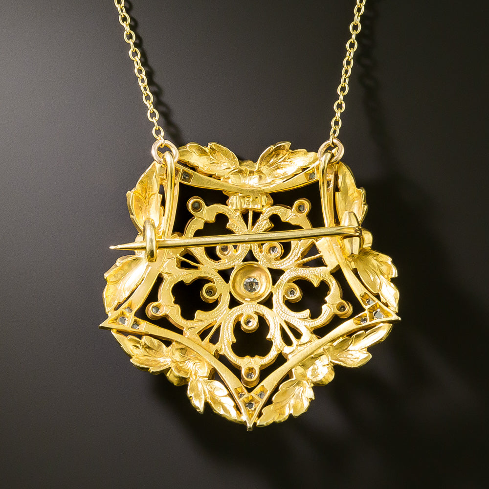 Art Nouveau Floral Star Brooch/Pendant, English - 3