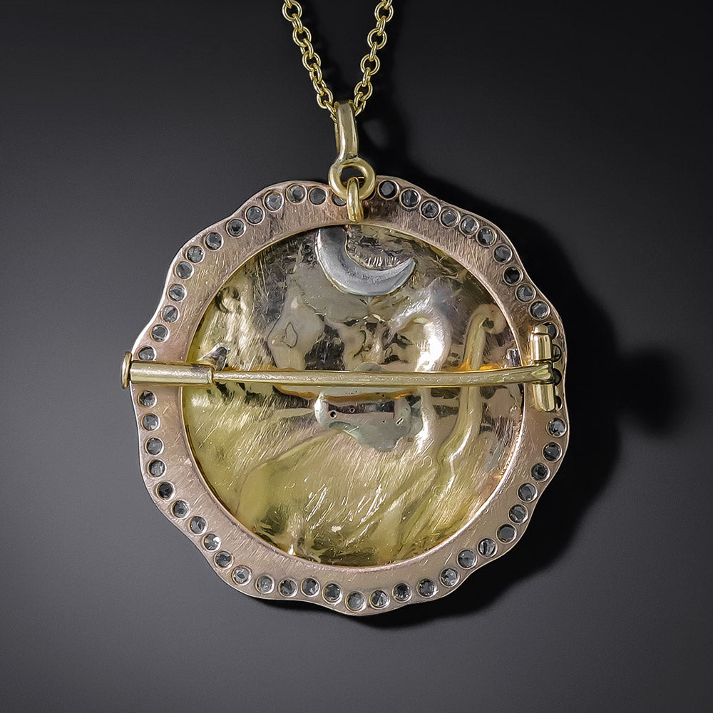 Art Nouveau Goddess Diana Medal Pendant by Bidoglia - 3