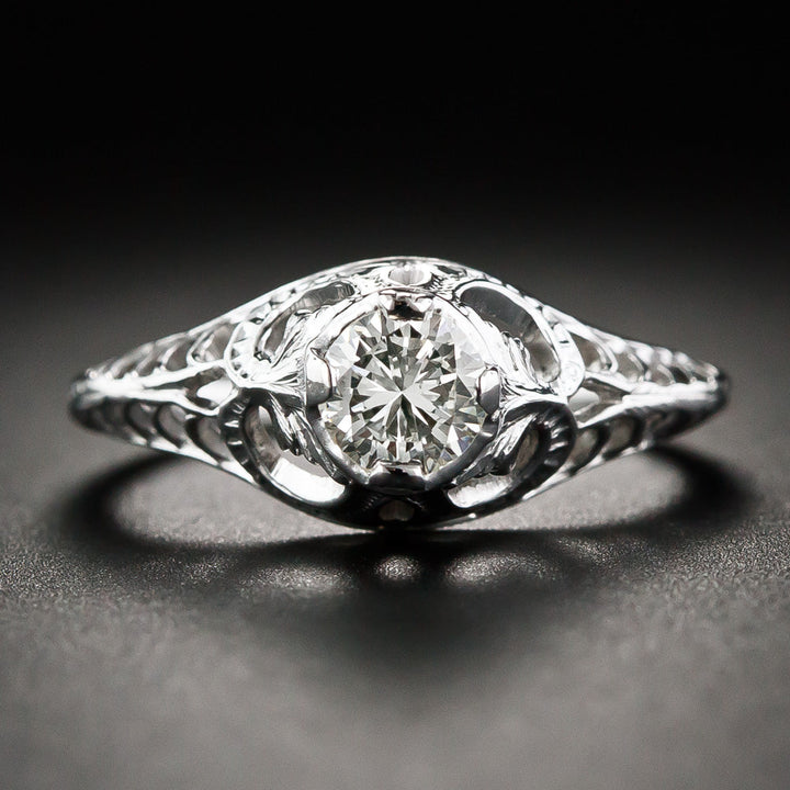 Art Nouveau Inspired .35 Carat Diamond Engagement Ring, Size 4 1/2