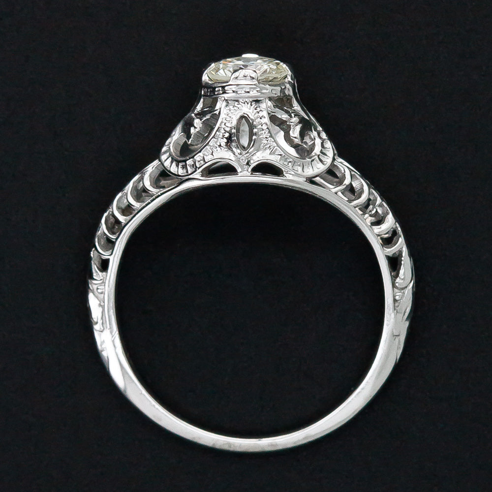 Art Nouveau Inspired .35 Carat Diamond Engagement Ring, Size 4 1/2 - 8