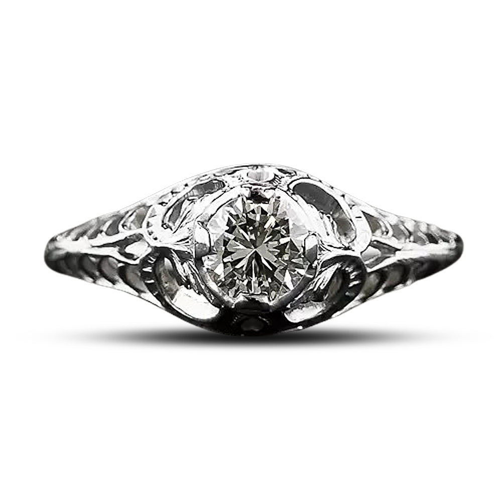 Art Nouveau Inspired .35 Carat Diamond Engagement Ring, Size 4 1/2 - 9