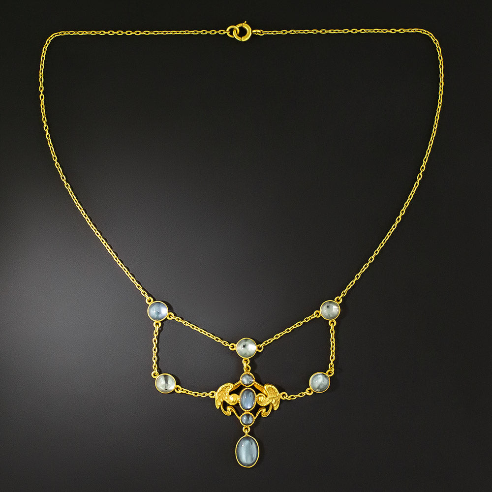 Art Nouveau Moonstone Festoon Necklace - 3