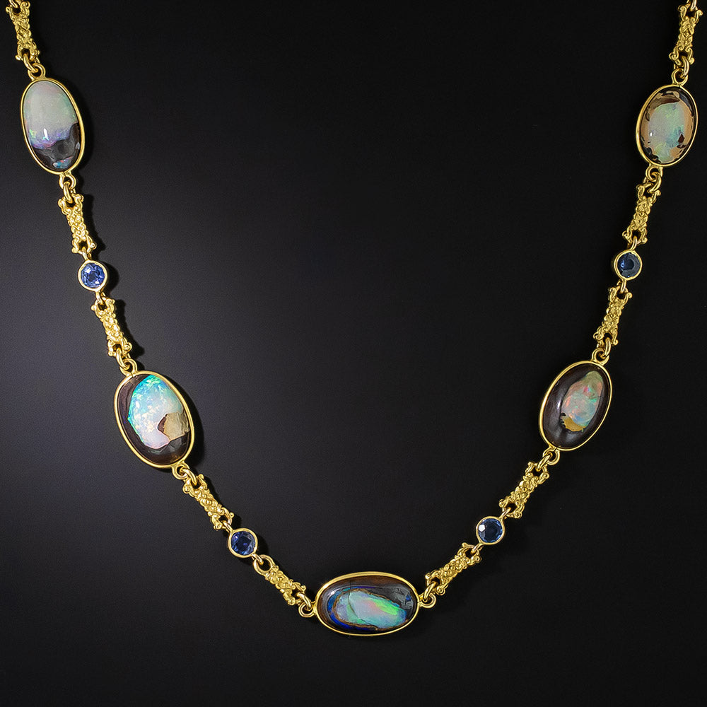 Art Nouveau Opal And Sapphire Necklace - 3