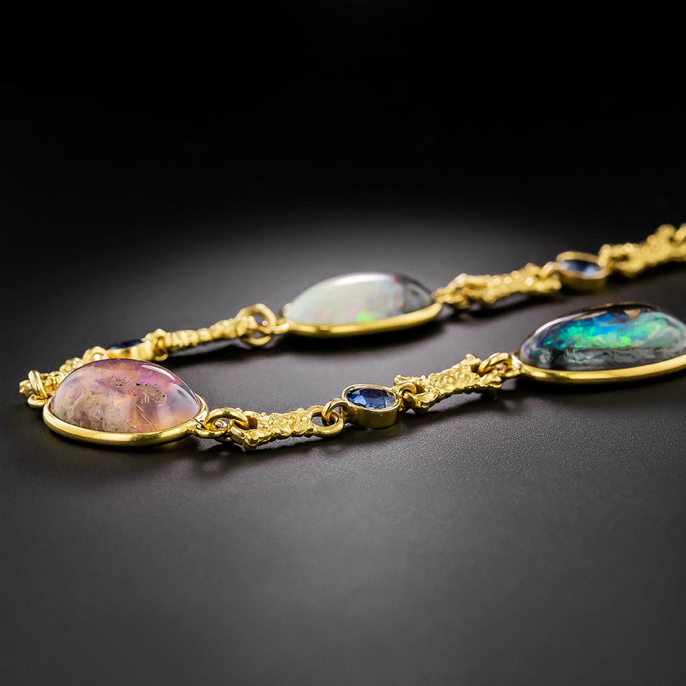 Art Nouveau Opal And Sapphire Necklace - 4