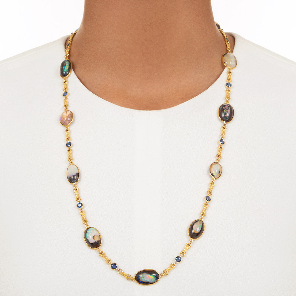 Art Nouveau Opal And Sapphire Necklace - 5
