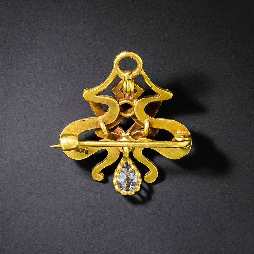 Art Nouveau Ruby and Diamond Brooch/Pendant - 5
