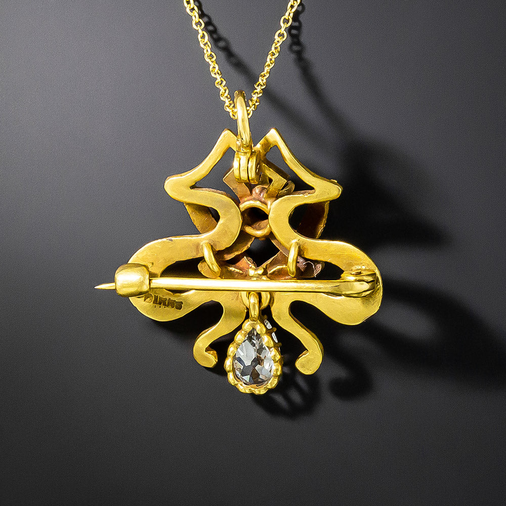 Art Nouveau Ruby and Diamond Brooch/Pendant - 3