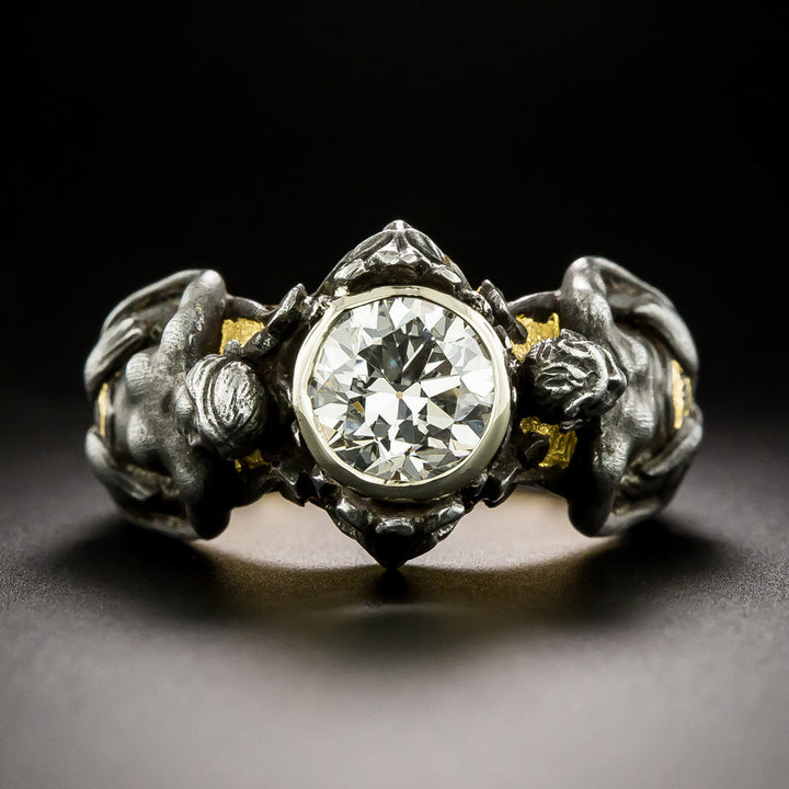Art Nouveau-Style Merfolk Diamond Ring, Size 6 1/4