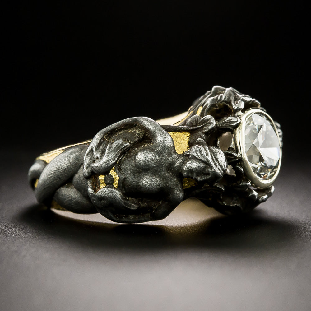 Art Nouveau-Style Merfolk Diamond Ring, Size 6 1/4 - 4
