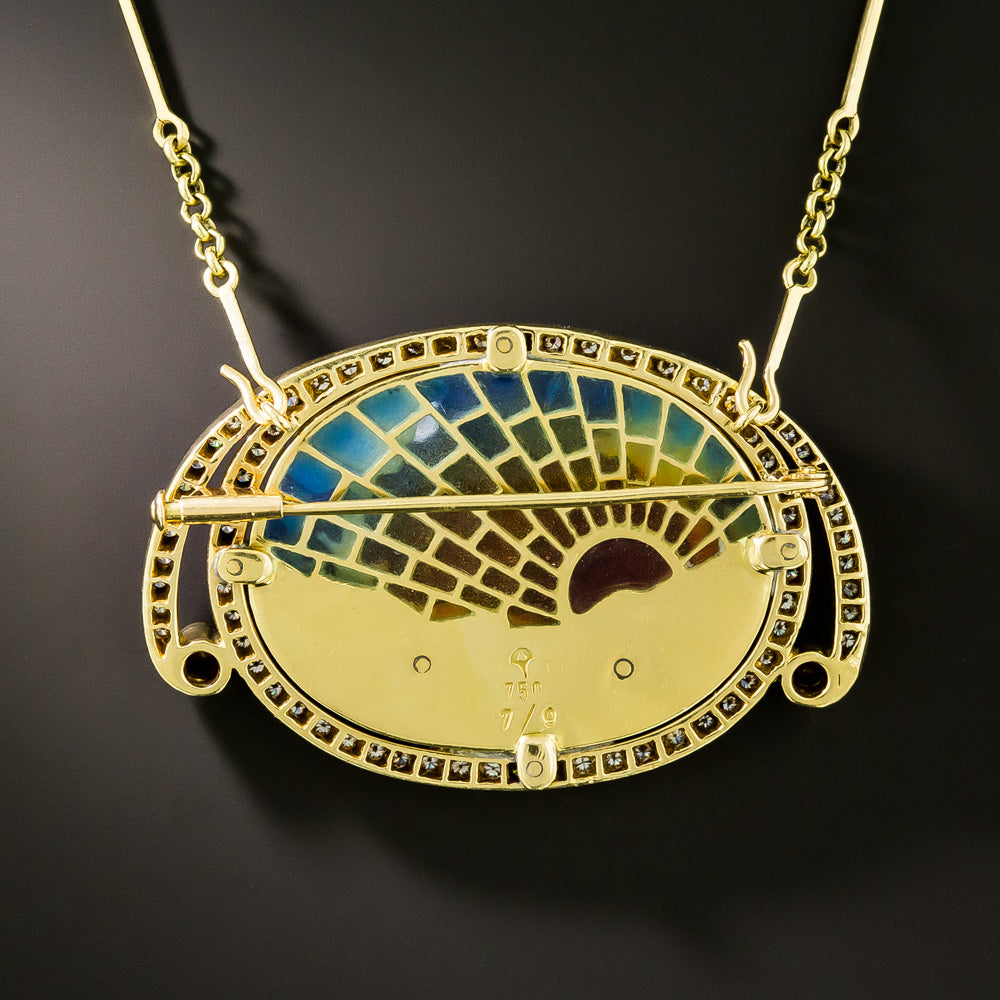 Art Nouveau-Style Sunset Plique-à-Jour Pendant/Brooch by Nouveau 1910 - 5
