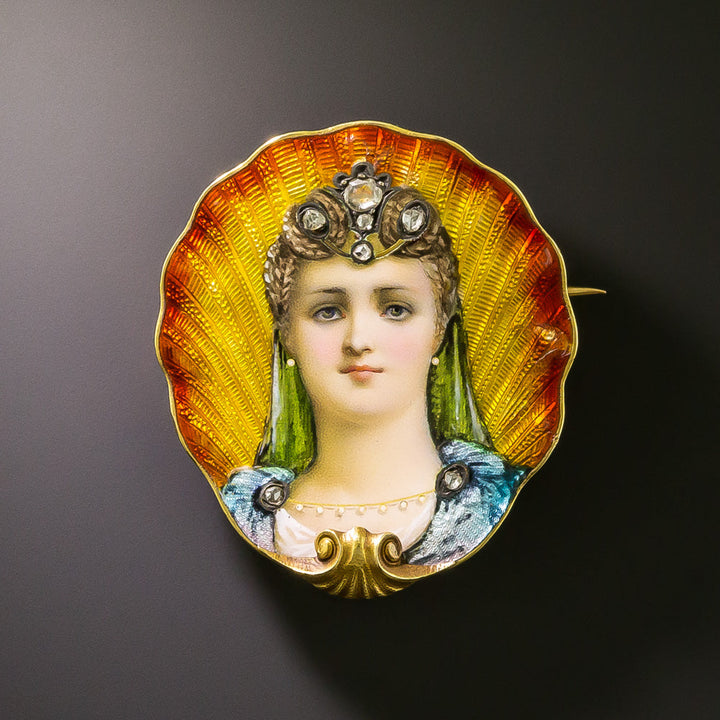 Art Nouveau Swiss Enamel Brooch
