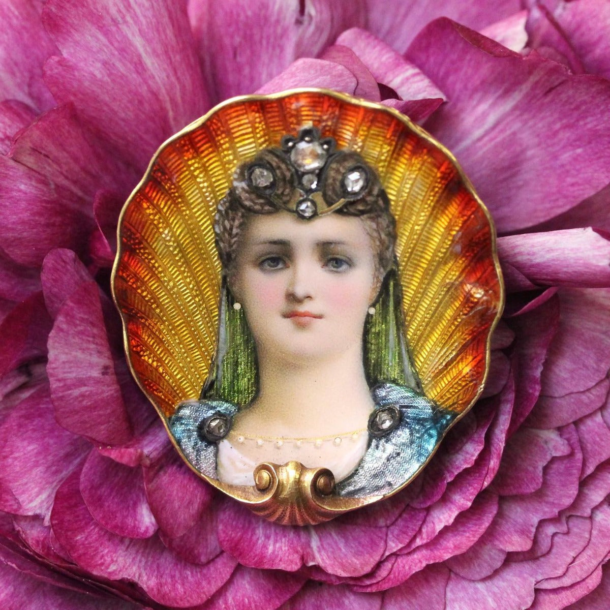 Art Nouveau Swiss Enamel Brooch - 4