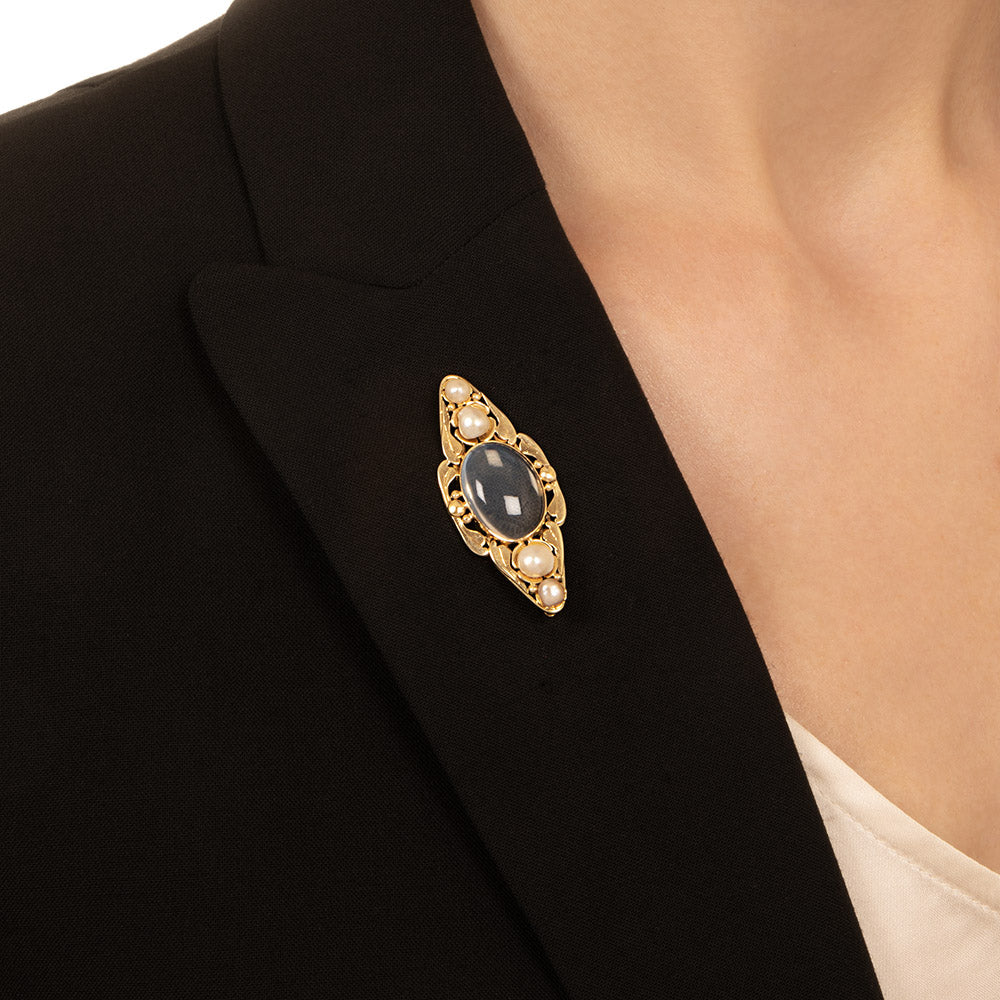 Arts and Crafts Moonstone and Pearl Brooch - 3