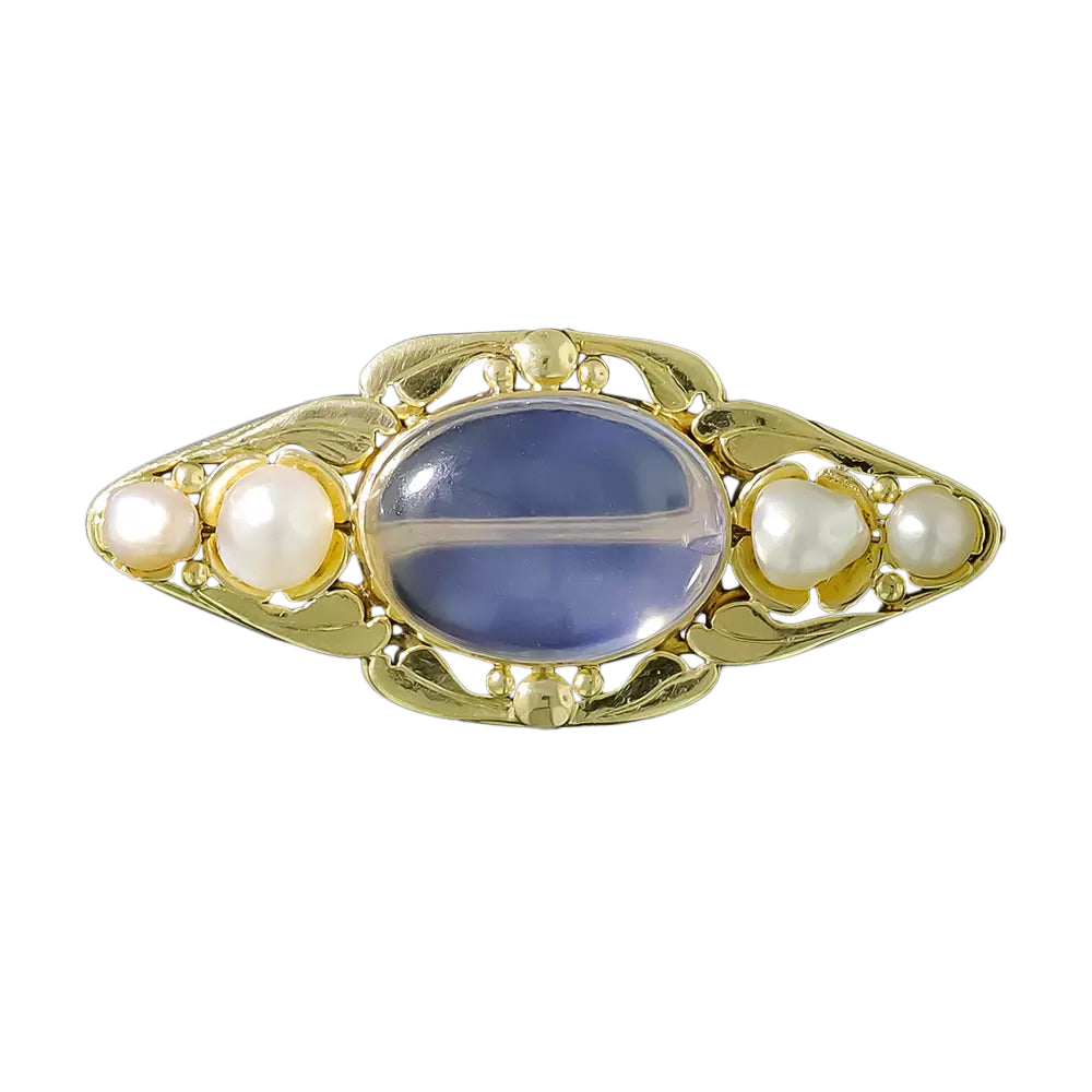 Arts and Crafts Moonstone and Pearl Brooch - 3
