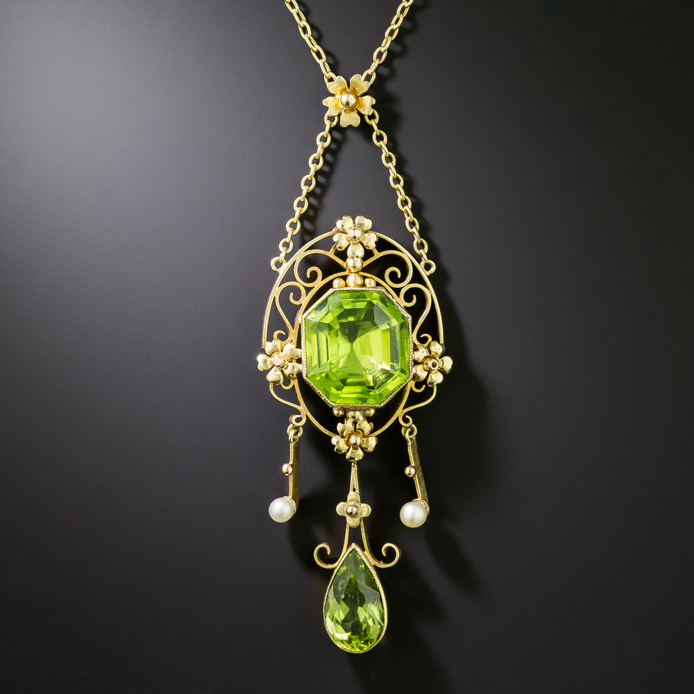 Arts and Crafts Peridot Necklace - 3