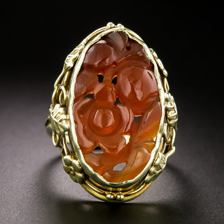 Arts & Crafts Carved Carnelian Ring