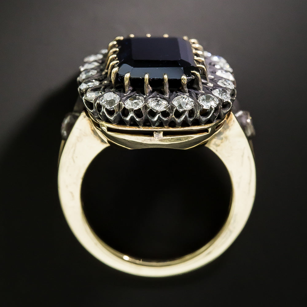 Australian 6.75 Carat No-Heat Midnight Blue Emerald-Cut Sapphire and Diamond Ring - 3