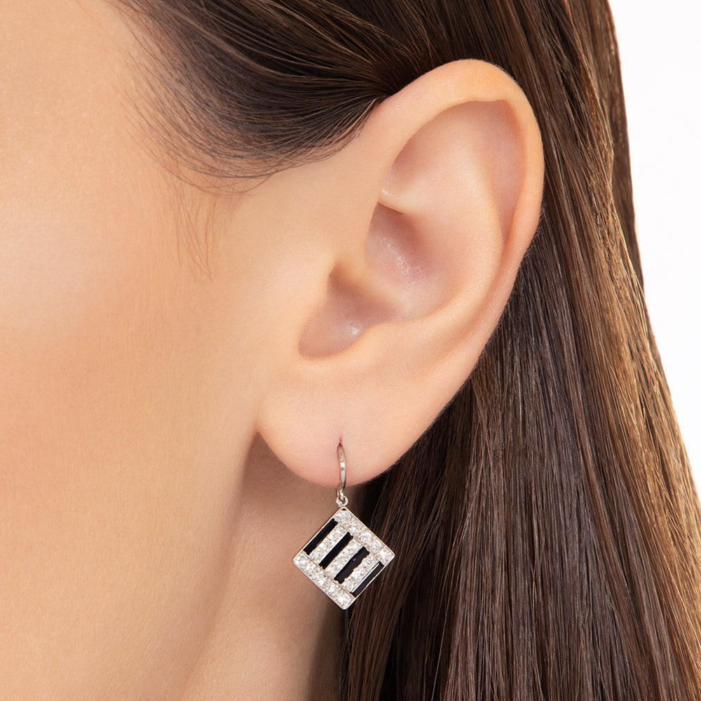 Austrian Art Deco Onyx and Diamond Earrings  - 4