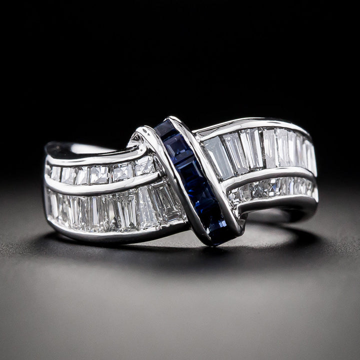 Baguette Diamond And Sapphire Band Ring