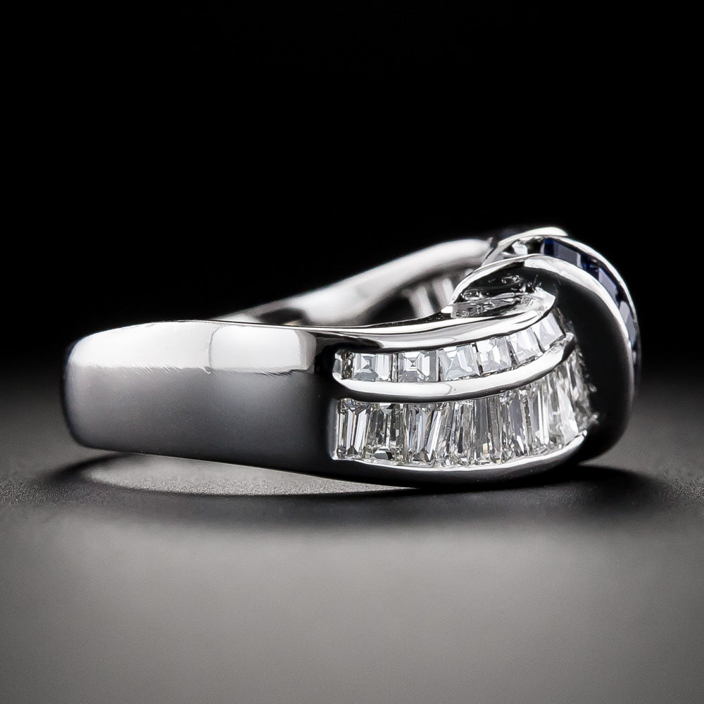 Baguette Diamond And Sapphire Band Ring - 4
