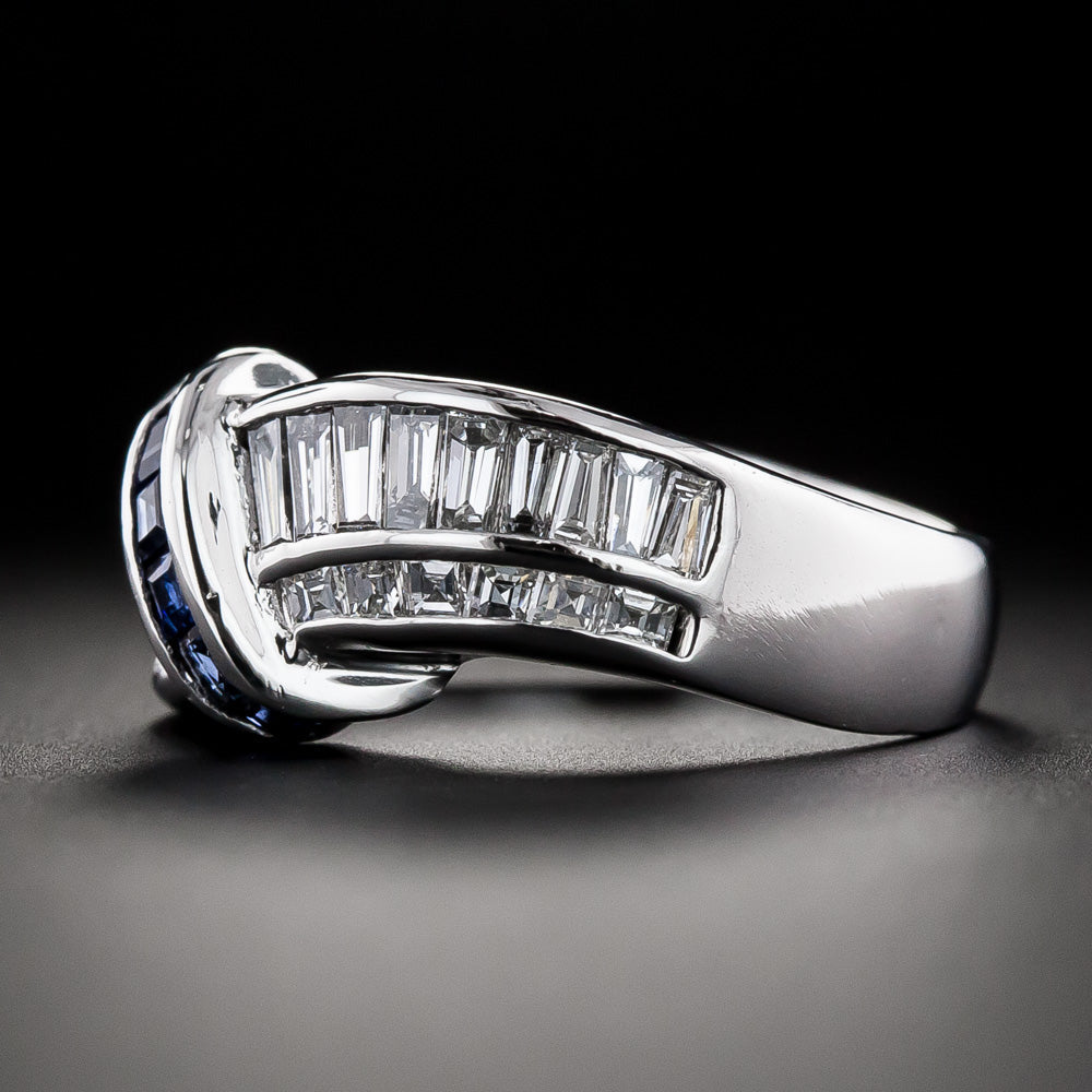 Baguette Diamond And Sapphire Band Ring - 5
