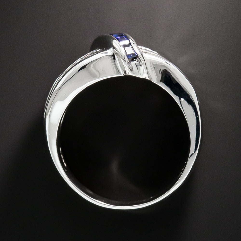 Baguette Diamond And Sapphire Band Ring - 6