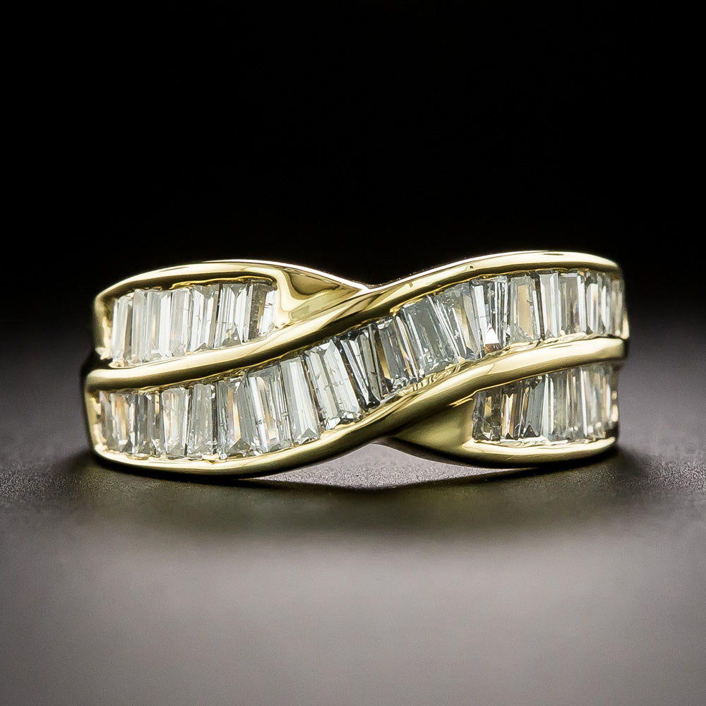 Baguette Diamond Crisscross Band Ring, Size 6 - 2