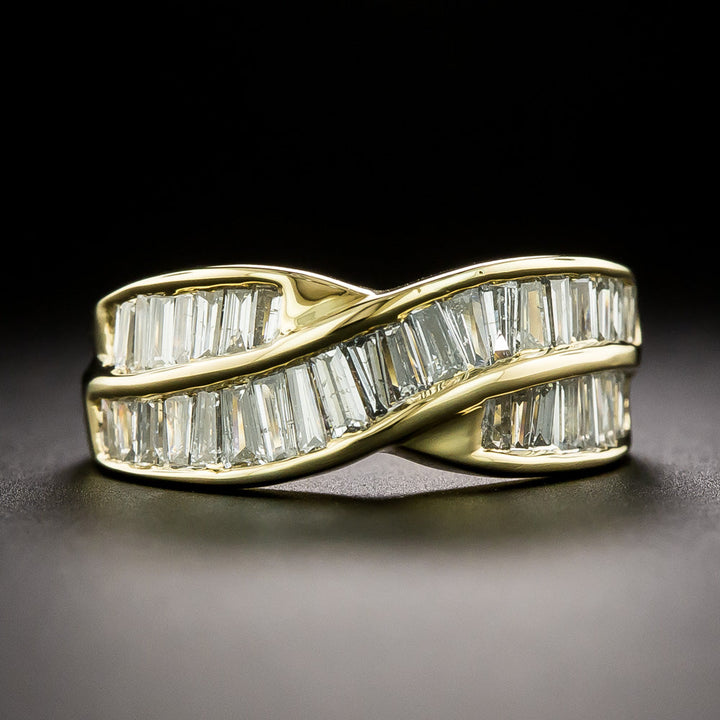 Baguette Diamond Crisscross Band Ring, Size 6