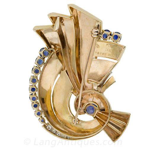 Bailey, Banks & Biddle Sapphire and Diamond Retro Brooch - 4