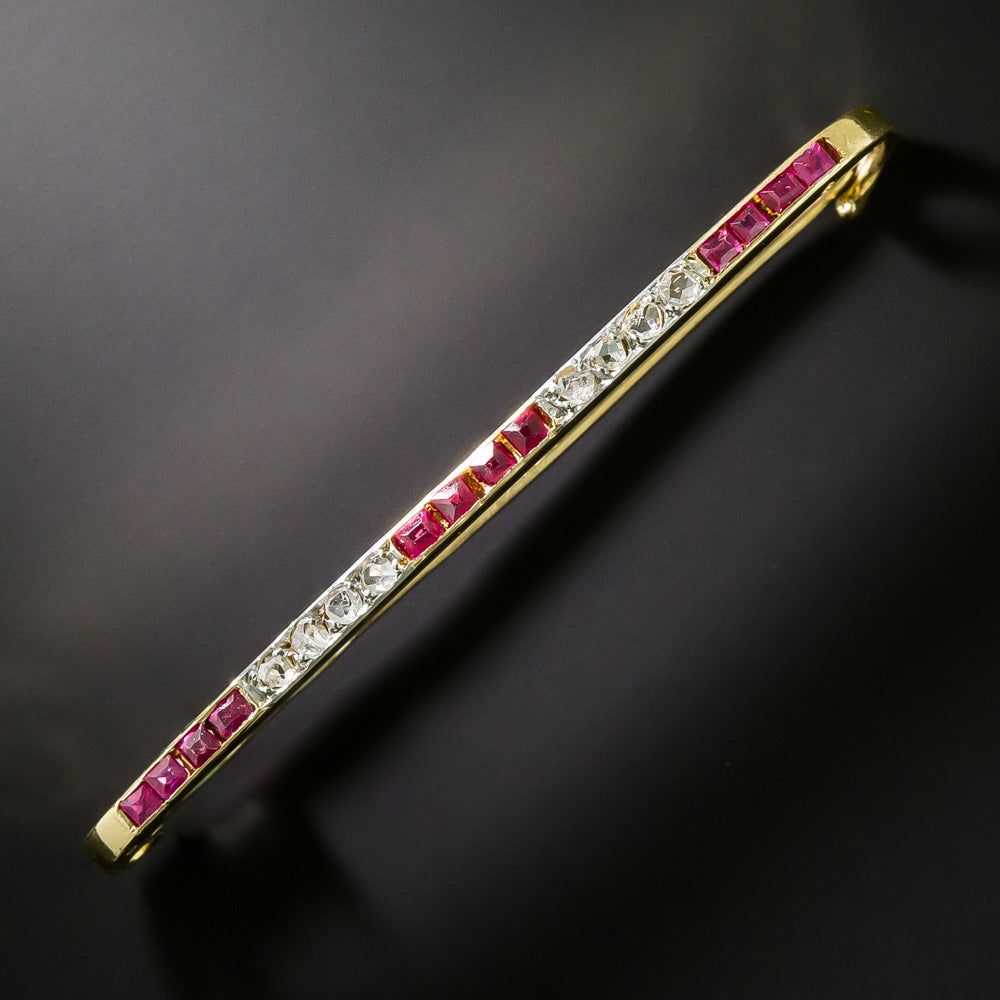 Belle Époque Diamond and Ruby* Bar Brooch - 3