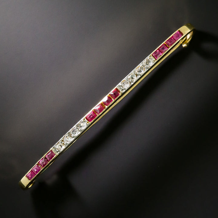 Belle Époque Diamond and Ruby* Bar Brooch