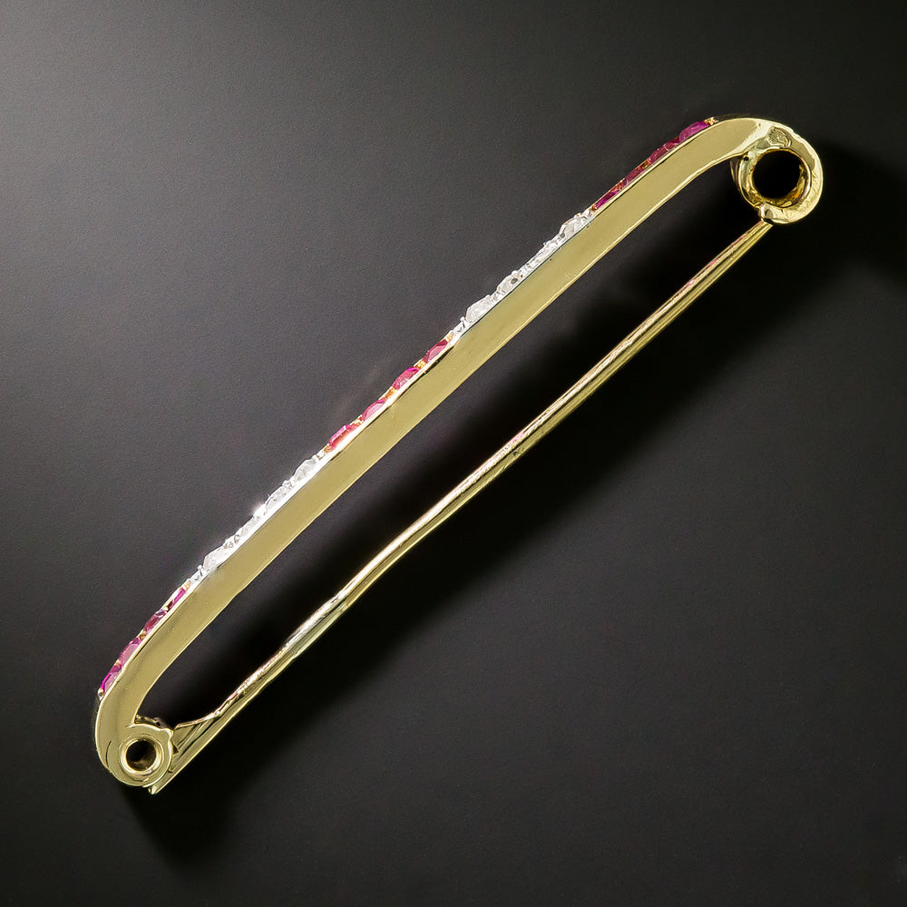 Belle Époque Diamond and Ruby* Bar Brooch - 4