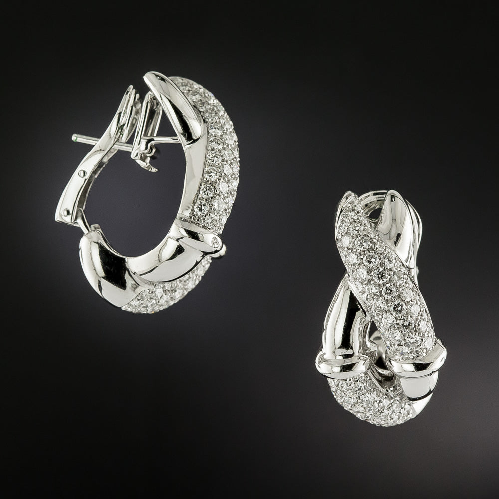 Boucheron 18K Diamond Ribbon Earrings, French - 3