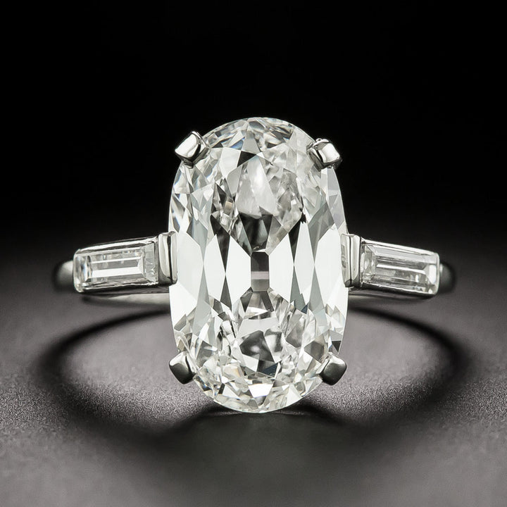 Boucheron French Art Deco 3.84 Carat Oval Diamond Ring