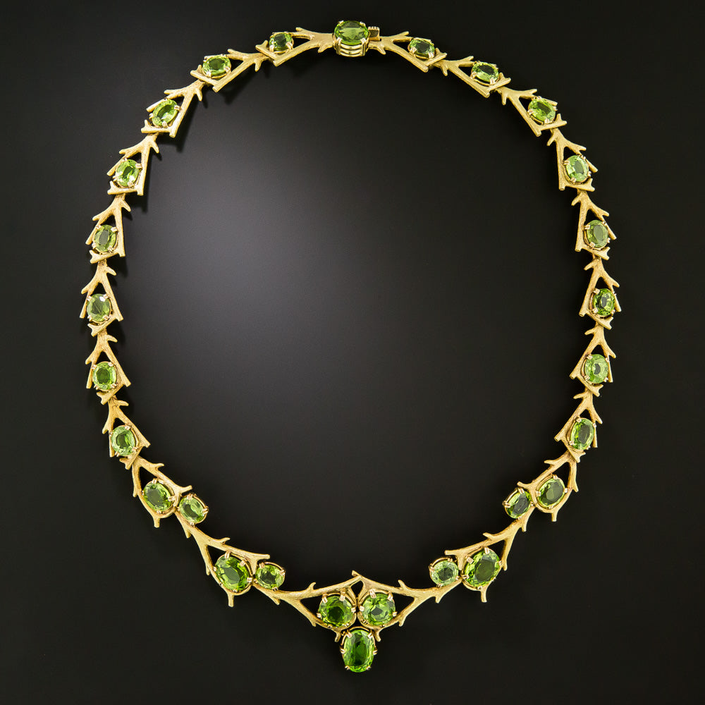 Brutalist Peridot Thorn Necklace - 2