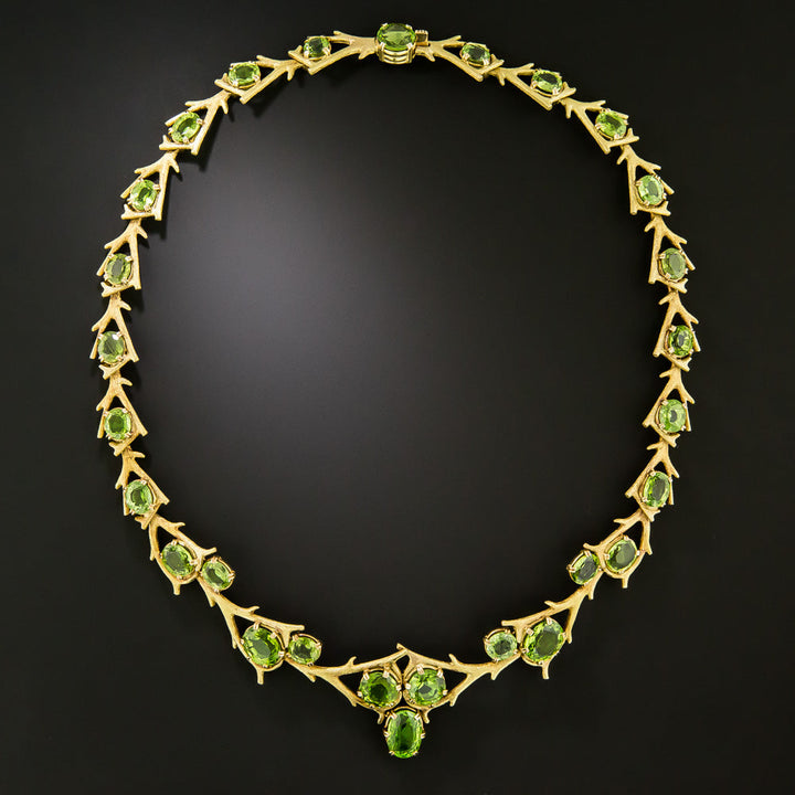Brutalist Peridot Thorn Necklace