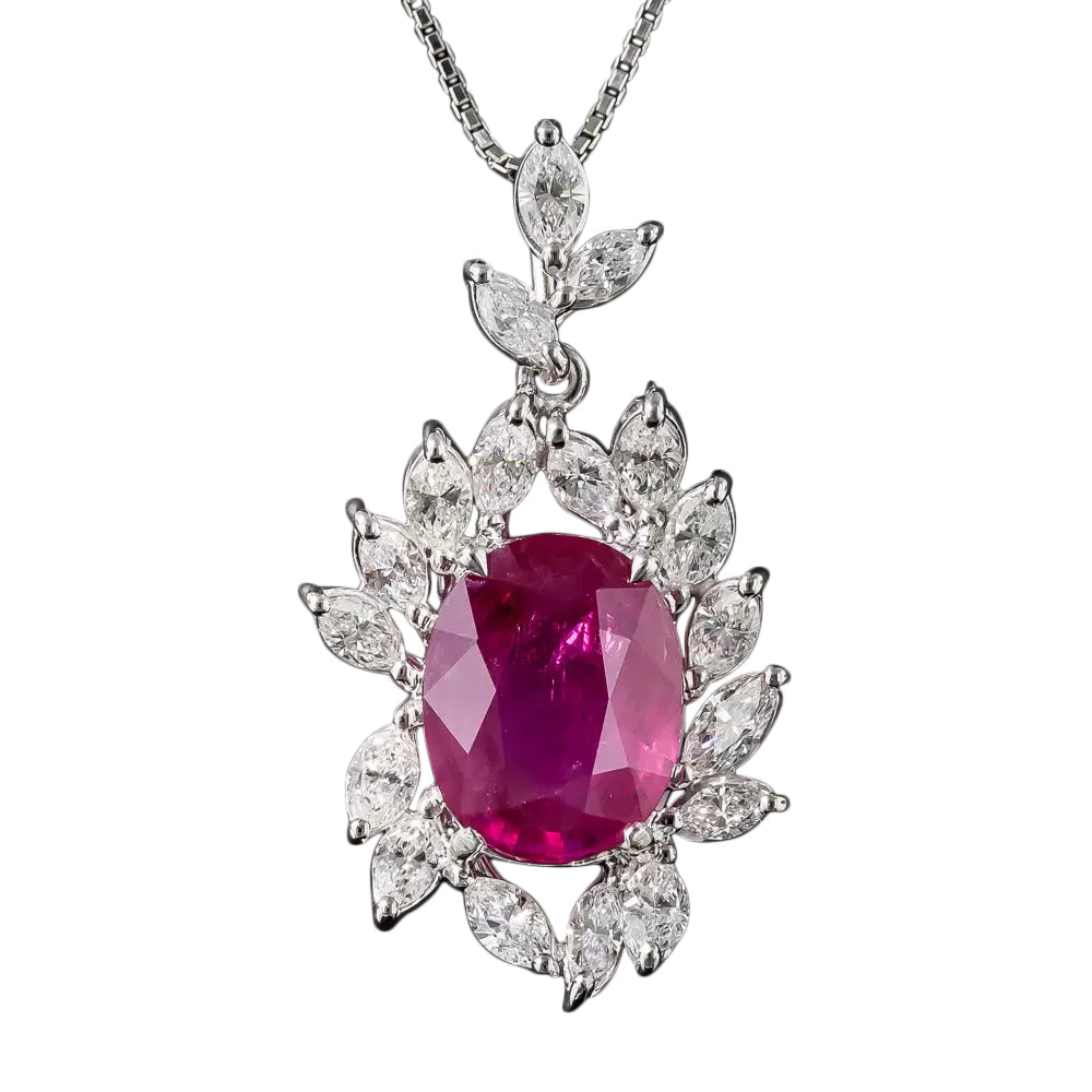 Burmese 7.71 Carat Ruby and Diamond Pendant - 4
