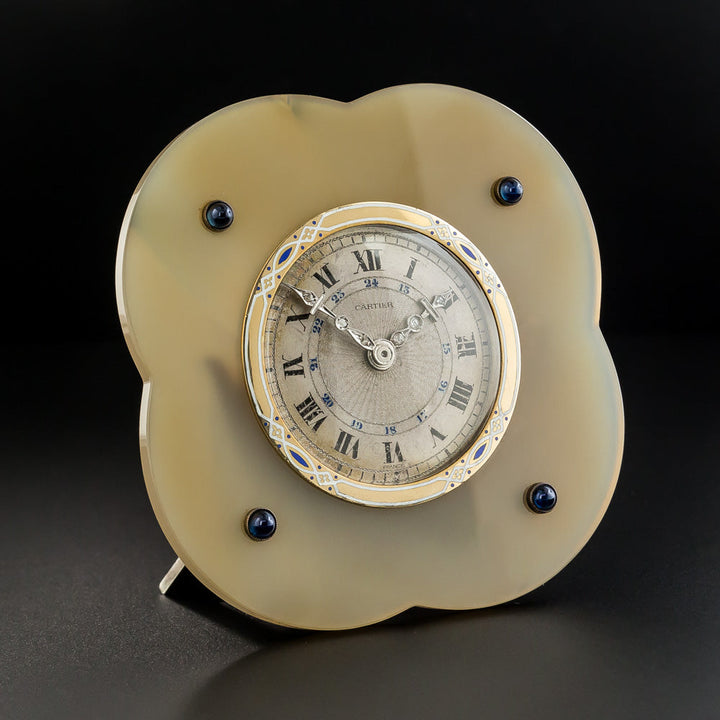 Cartier Art Deco Agate Table Clock