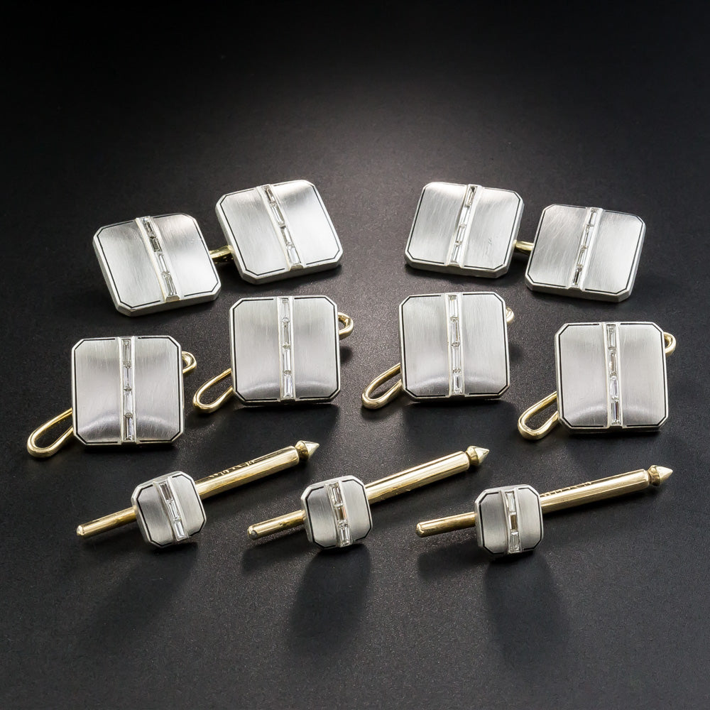 Cartier Art Deco Platinum Diamond Dress Set in Original Box - 6