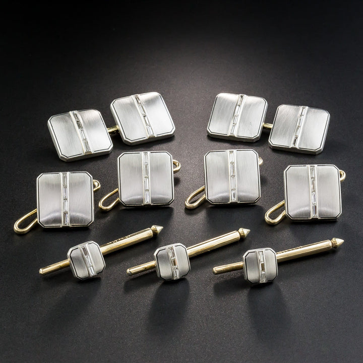 Cartier Art Deco Platinum Diamond Dress Set in Original Box