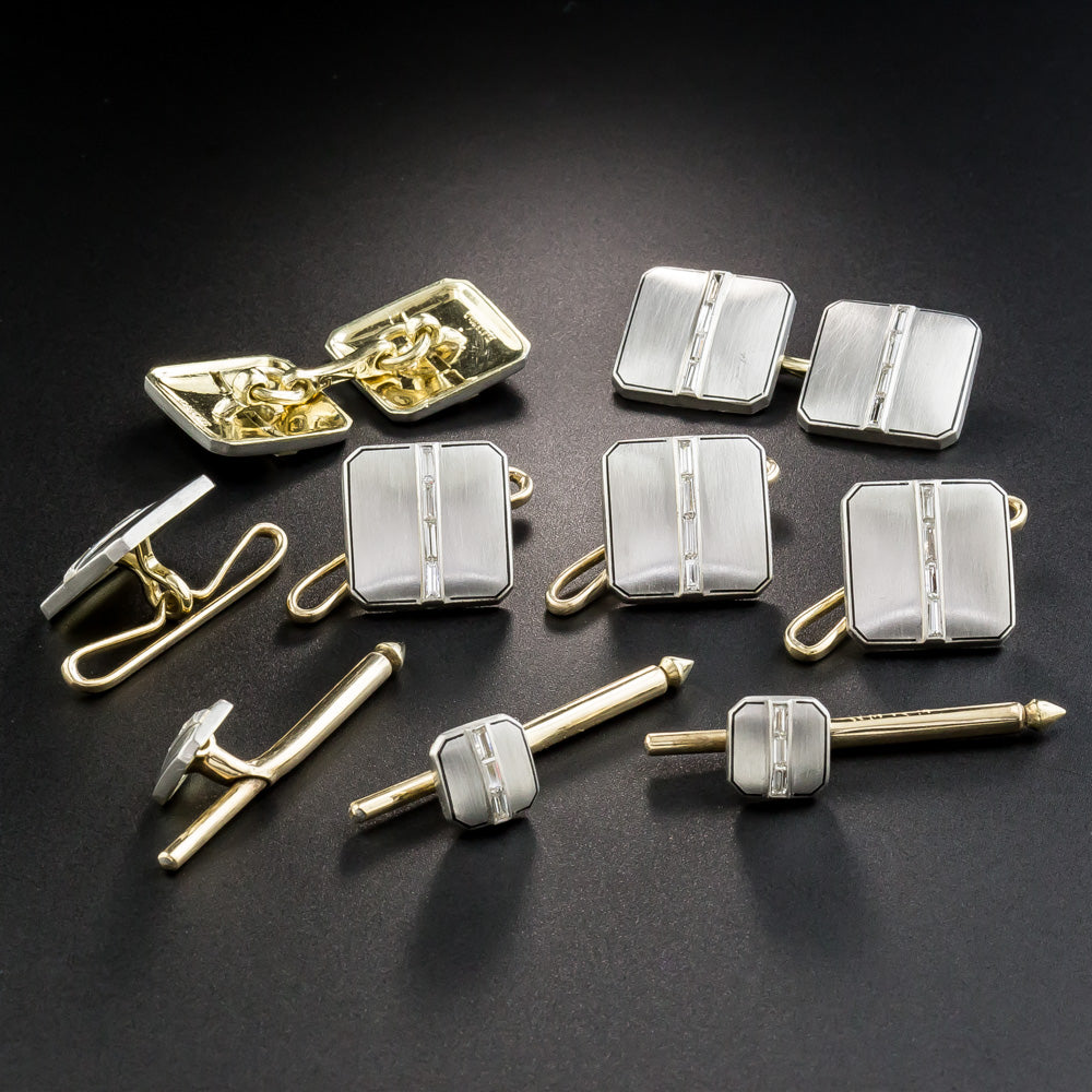 Cartier Art Deco Platinum Diamond Dress Set in Original Box - 8