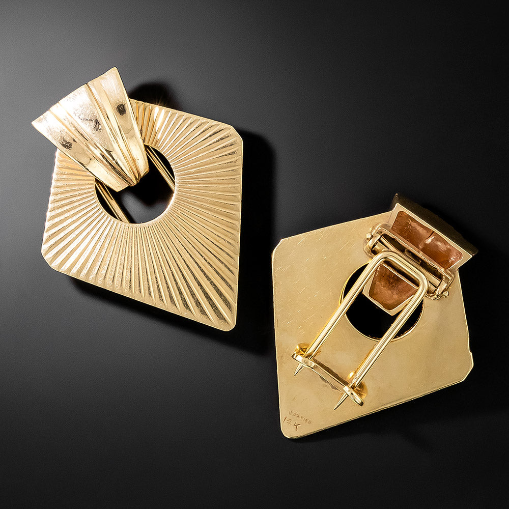 Cartier Retro Fluted Gold Arrowhead Dress Clips - 3