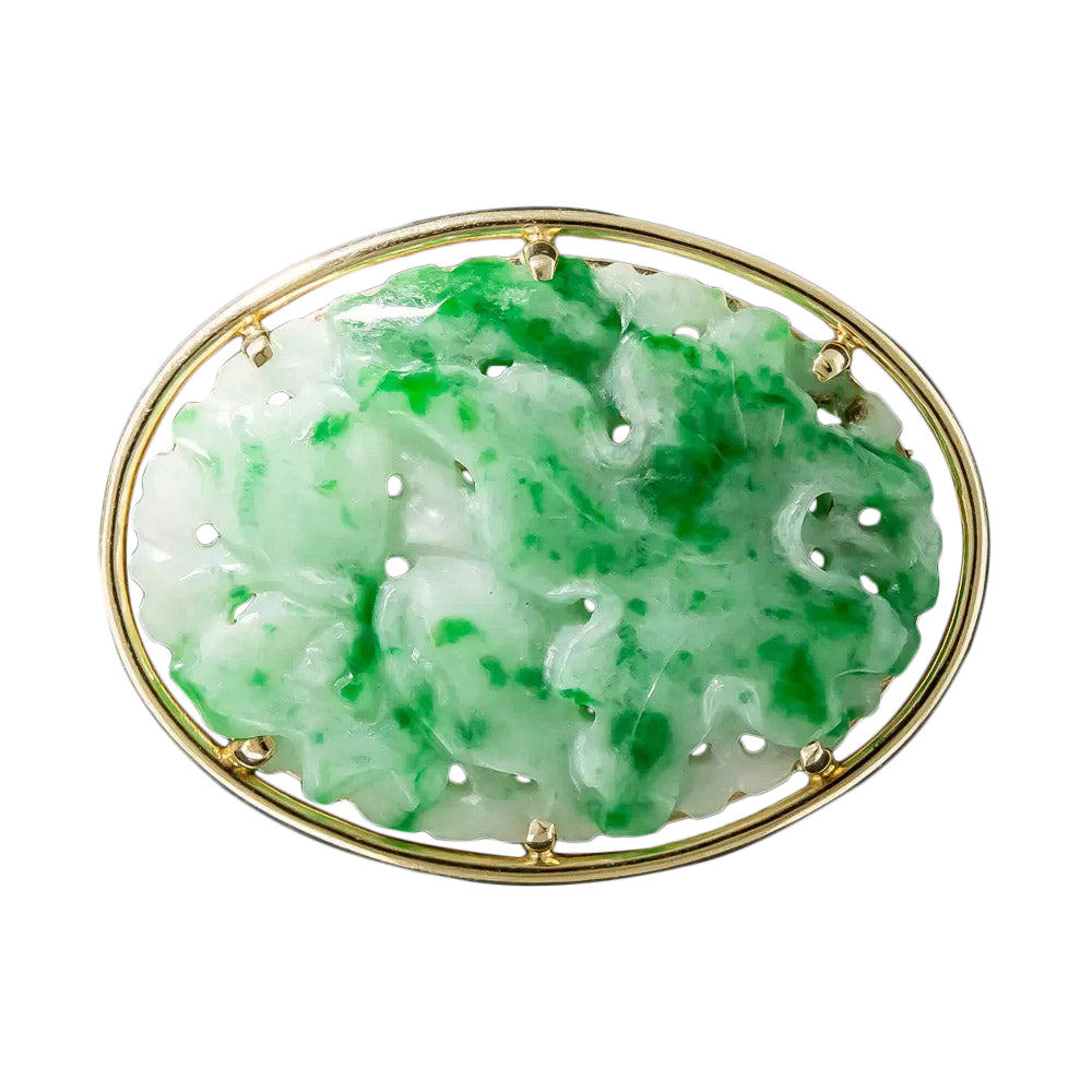 Carved Natural Jadeite Brooch - 5