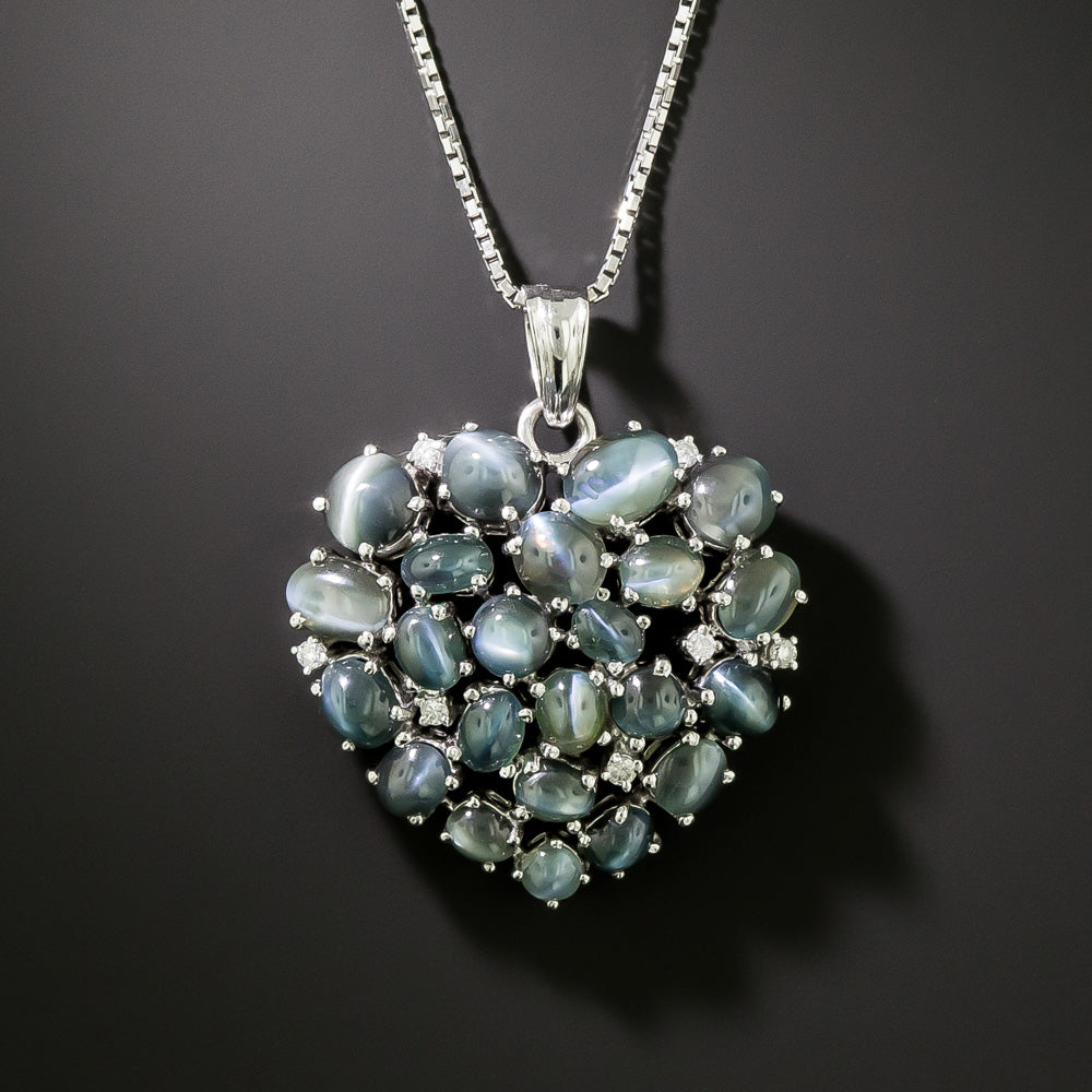 Cat's Eye Alexandrite and Diamond 18K Heart Pendant - 3