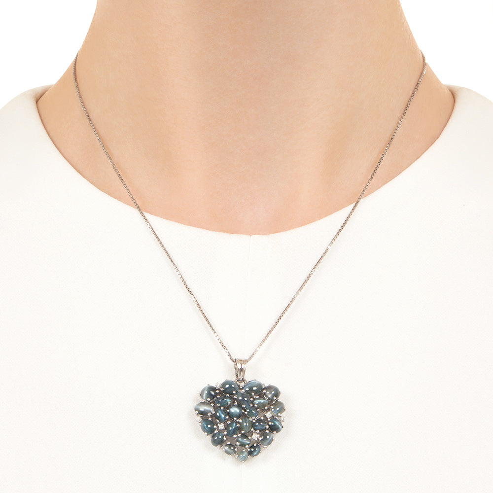 Cat's Eye Alexandrite and Diamond 18K Heart Pendant - 4