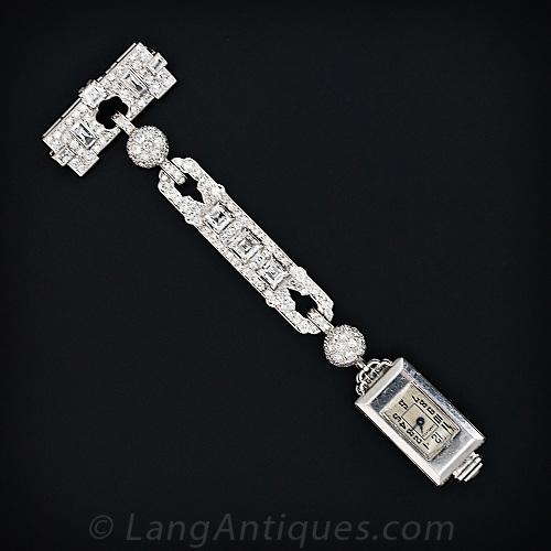 Charlton Art Deco French Diamond Lapel Watch - 5