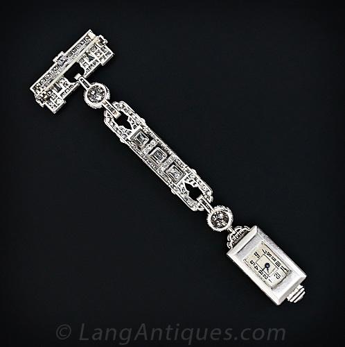 Charlton Art Deco French Diamond Lapel Watch - 6