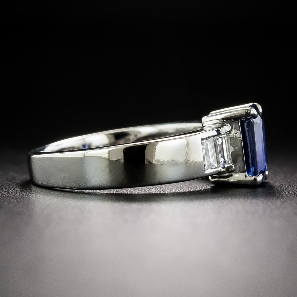 Classic 1.40 Carat Emerald-Cut Sapphire and Diamond Ring - 4