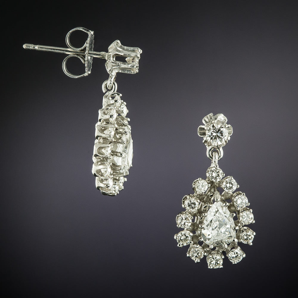Classic Pear-Shaped Diamond Drop Earrings  - 3