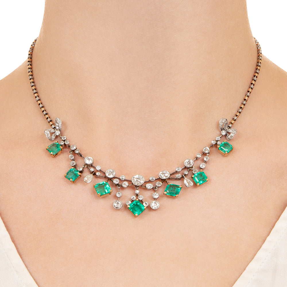 Colombian No-Treatment Emerald and Diamond Necklace by J. E. Caldwell - GIA - 10